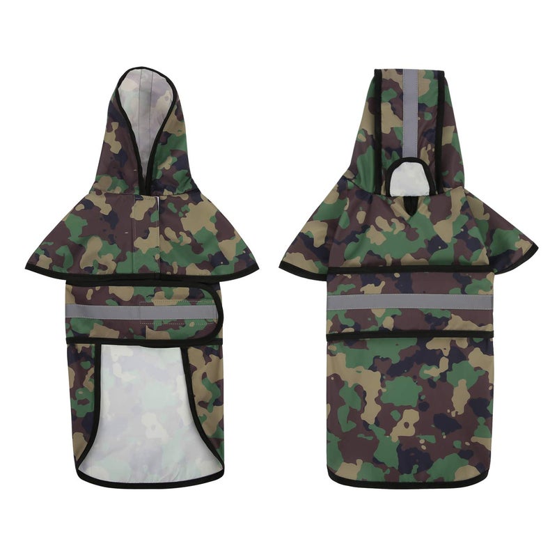 HDE Dog Raincoat Jacket Reflective Adjustable Hooded Pet Poncho Rain Coat with Leash Hole for Small to X-Large Dogs Camo - L - Image 3